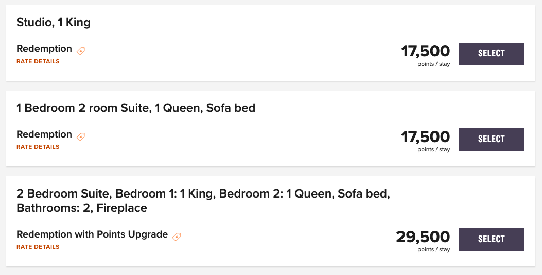 Redemption Comparison - Marriott Bonvoy Points